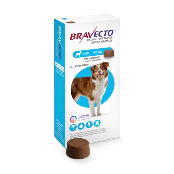 ANTIPULGAS BRAVECTO PERRO 20 KG -40 KG (1000mg)