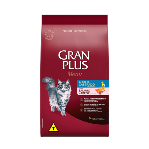 GRAN PLUS GATO ADULTO CASTRADO SALMON Y ARROZ - 3 KG