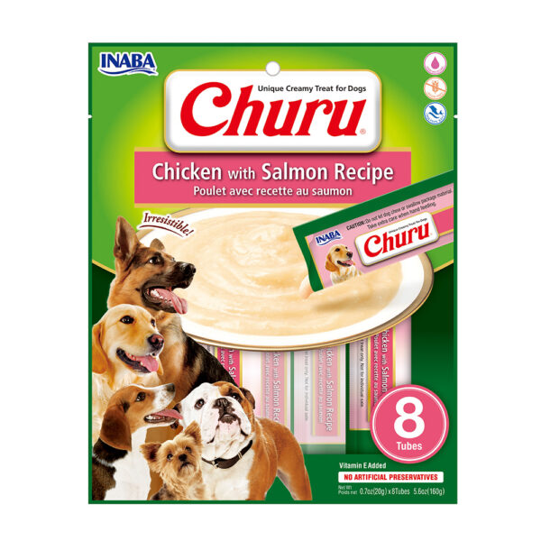 CHURU DOG - CHICKEN & SALMON X 8 TUB. 20 GR C/U