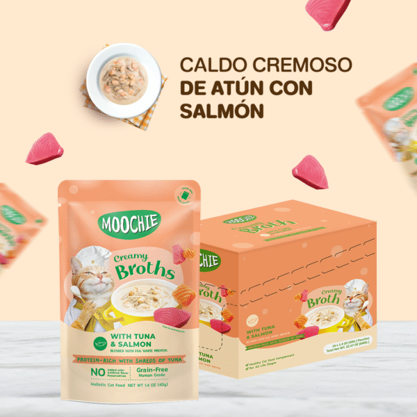 MOOCHIE CAT CREAMY BROTHS WITH TUNA & SALMÓN